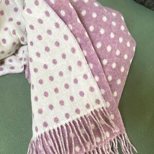 NEW Bronte Moon Merino Lambswool reversible throw blanket polkadots soft